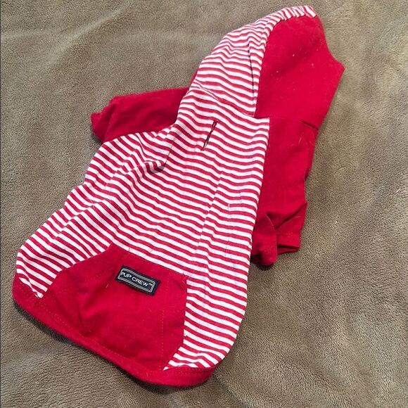 Red and White Striped Dog Hoodie - Picture 1 of 2